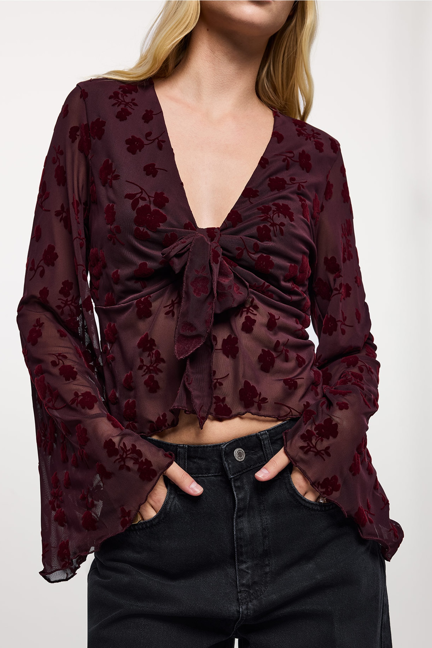 Flare Tulle Long Sleeve T-Shirt