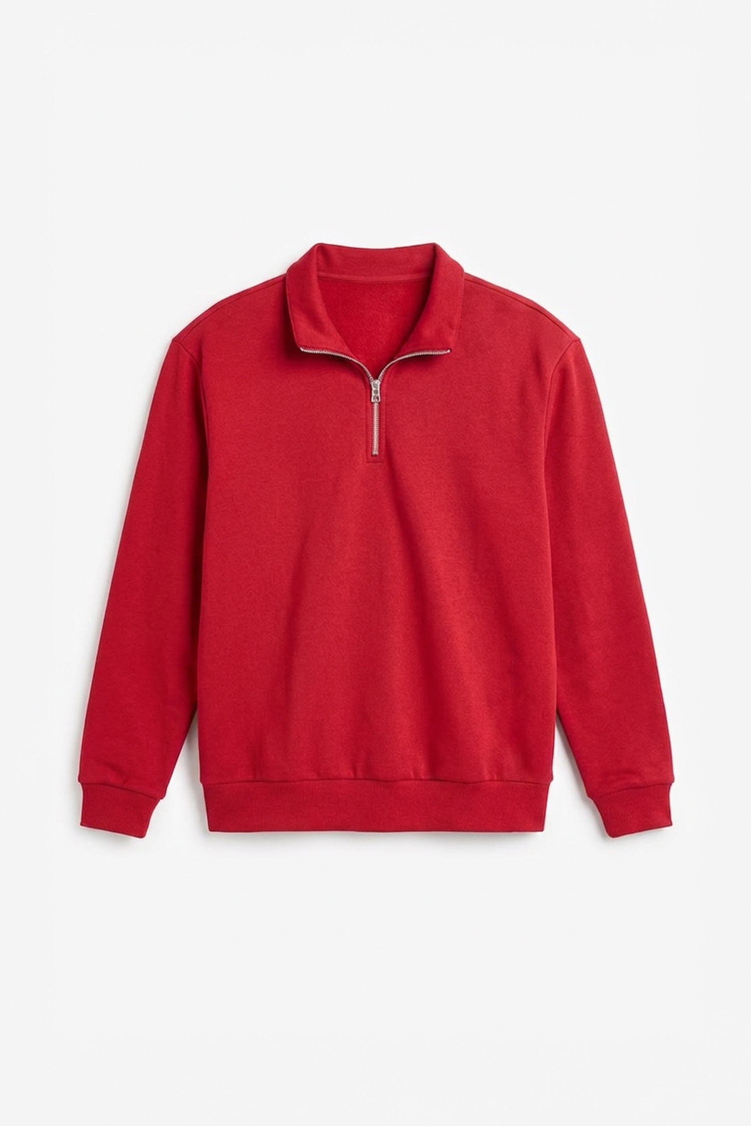 Regular Fit Half Zip Stand Collar Basic Sweatshirt