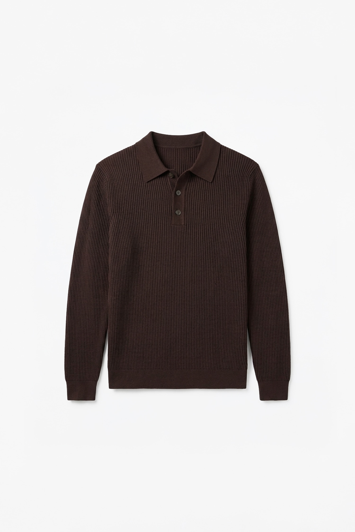 Standard Fit Basic Button-Up Polo Collar Knit Pullover