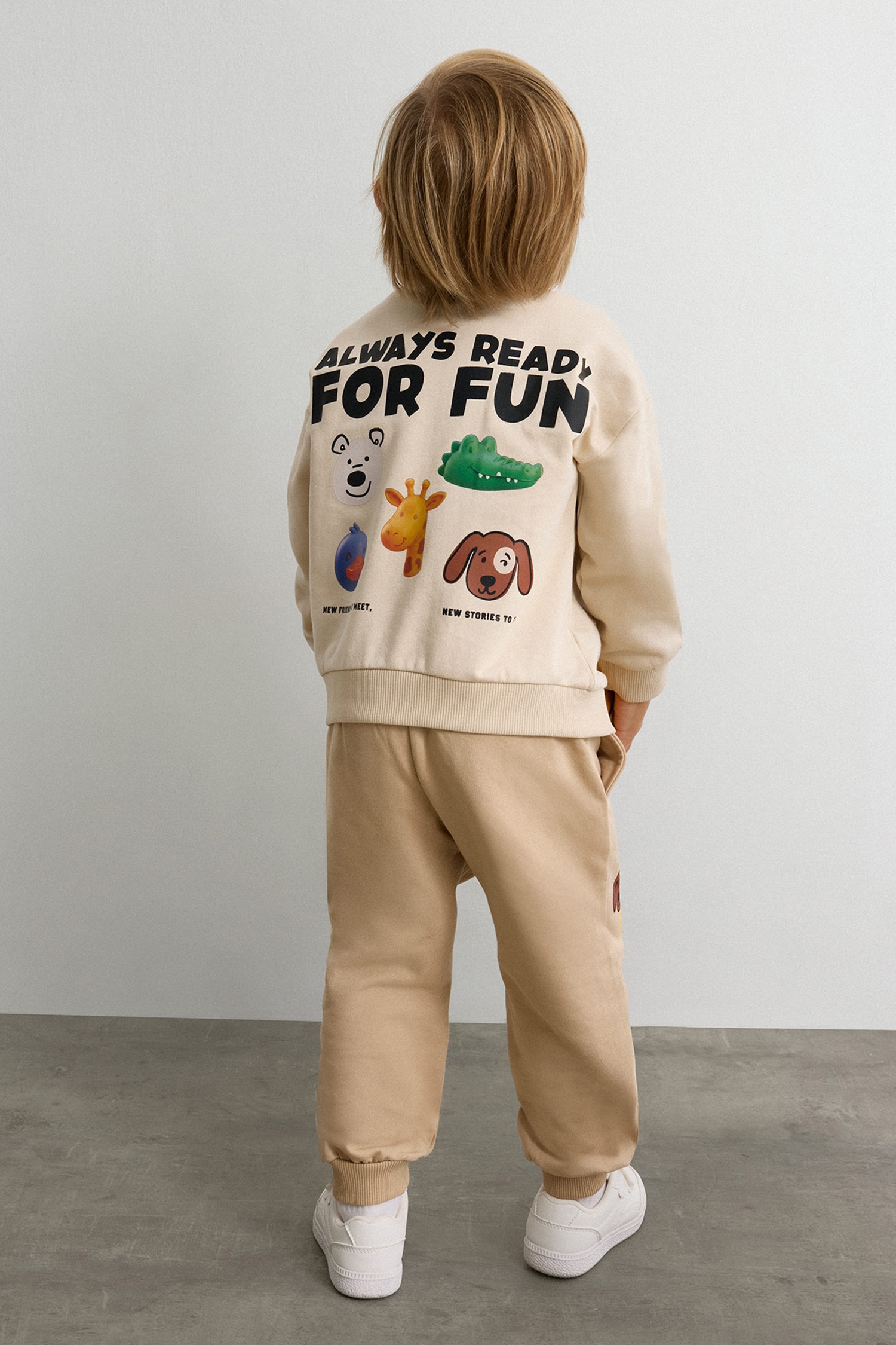 Baby Boy 100% Cotton Oversize Animal Print Lightweight Sweatshirt Fleece Lining