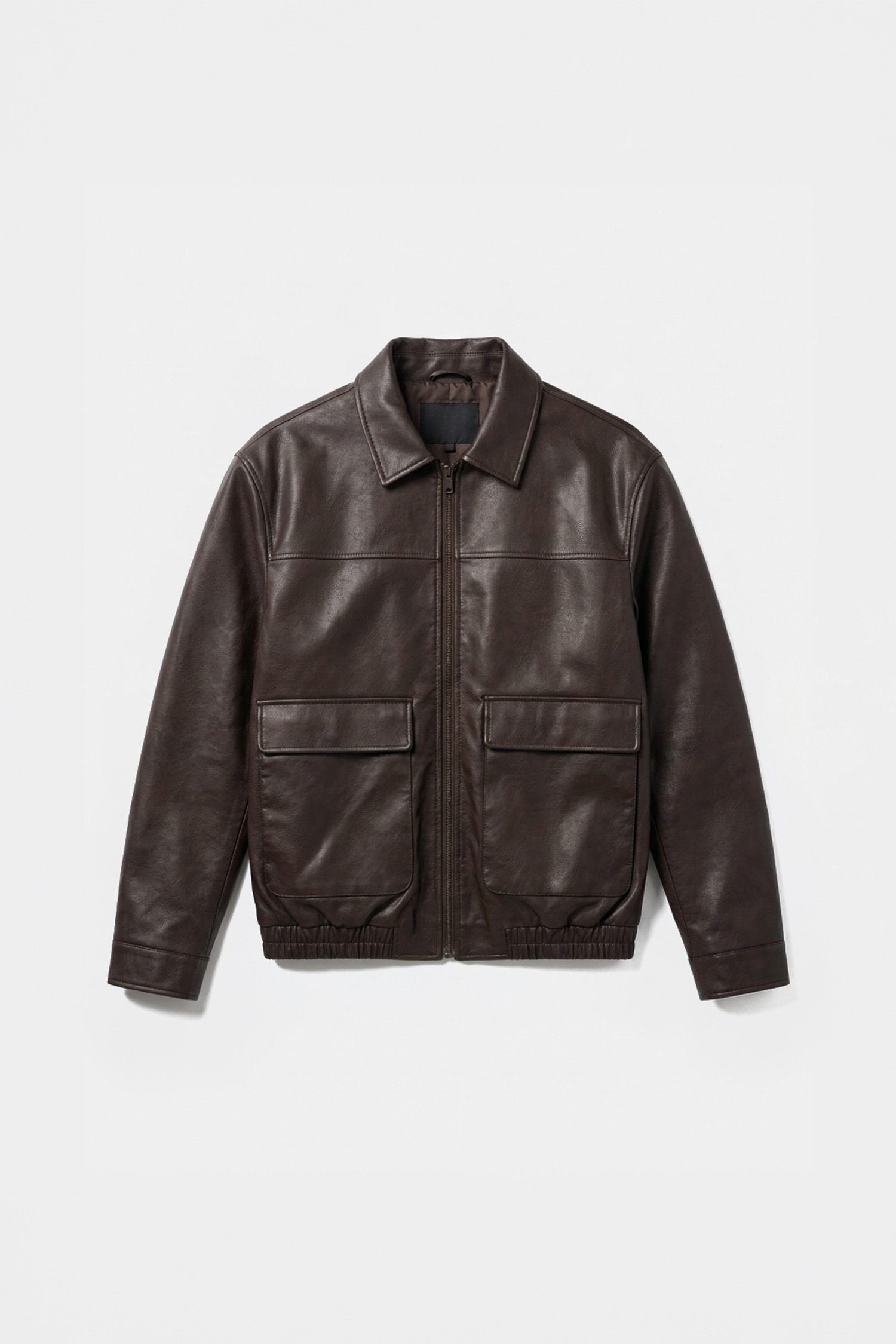 Oversize Kapak Cepli Suni Deri Mont