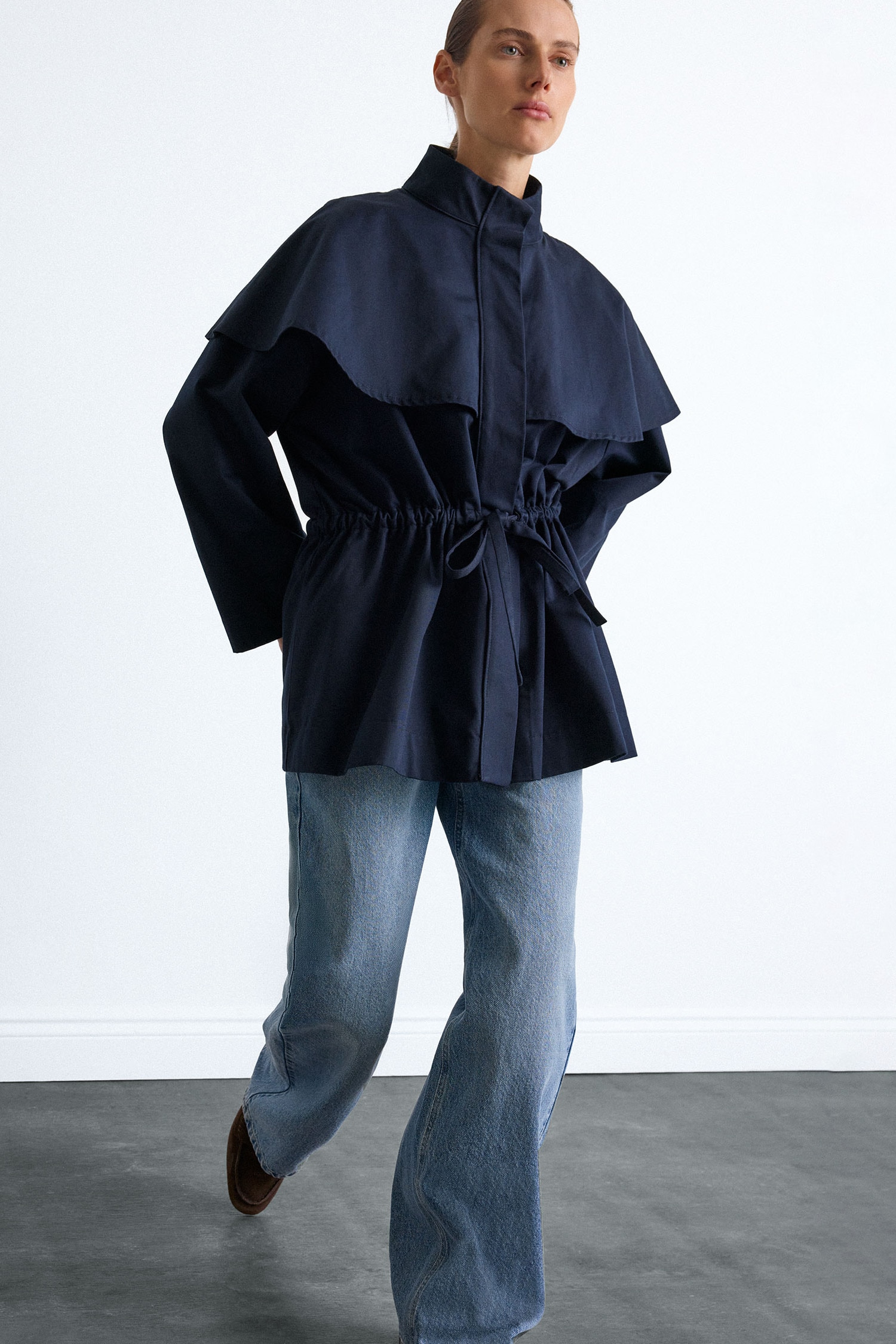 100% Cotton Regular Fit Cape Detail Jacket