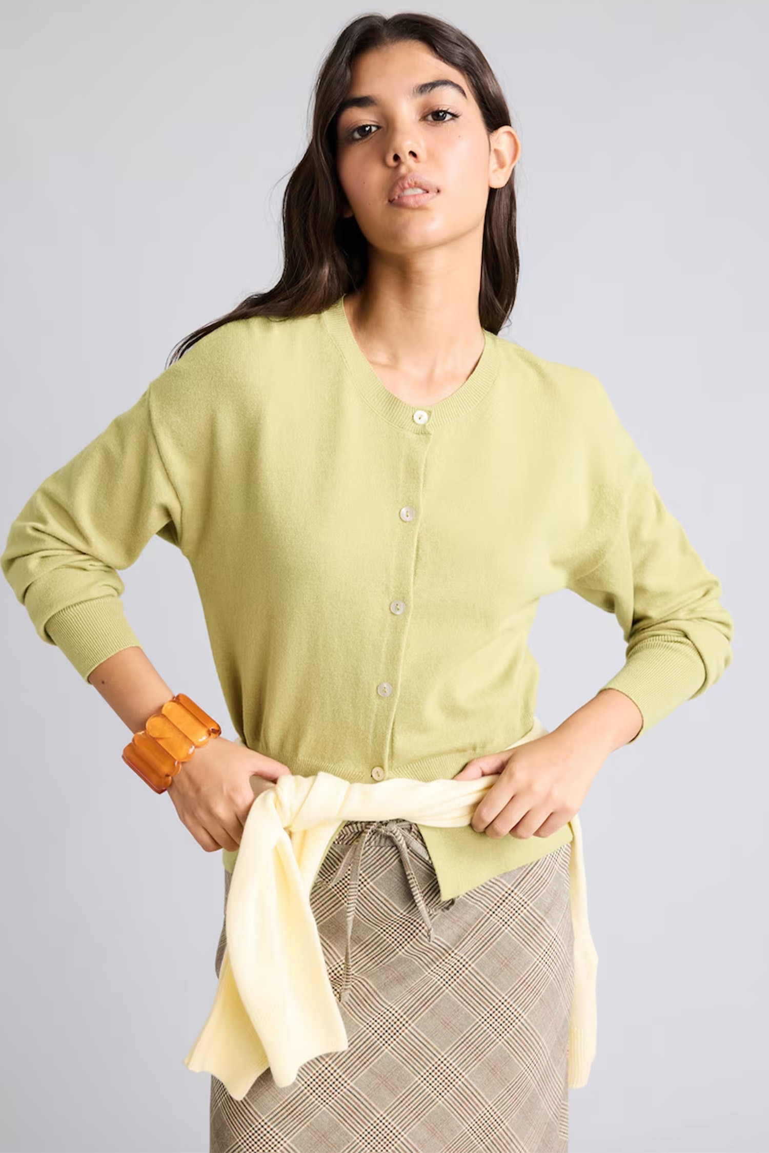 Fitted Ultra Soft Knitted Crew Neck Cardigan