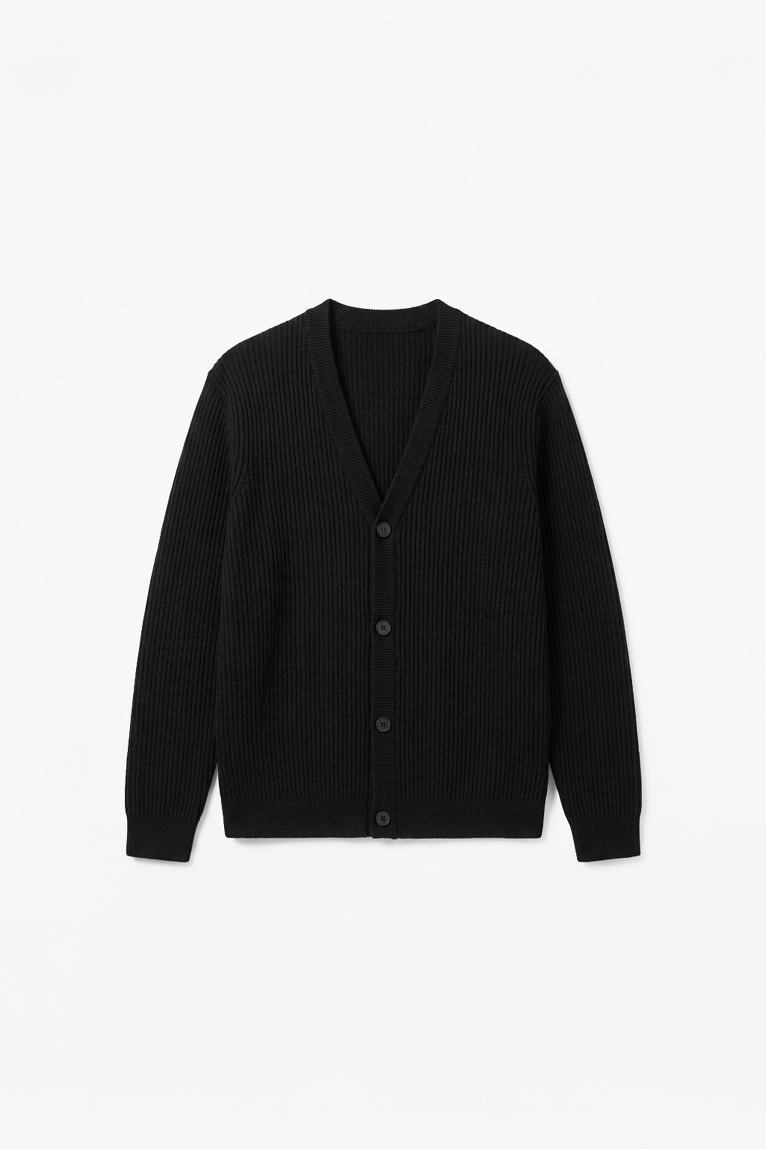 Standard Fit Basic Button-Up V-Neck Knit Cardigan
