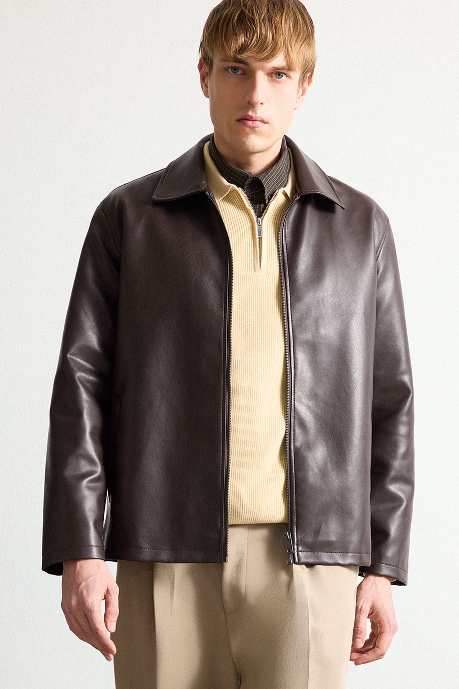 Zipper Faux Leather Jacket