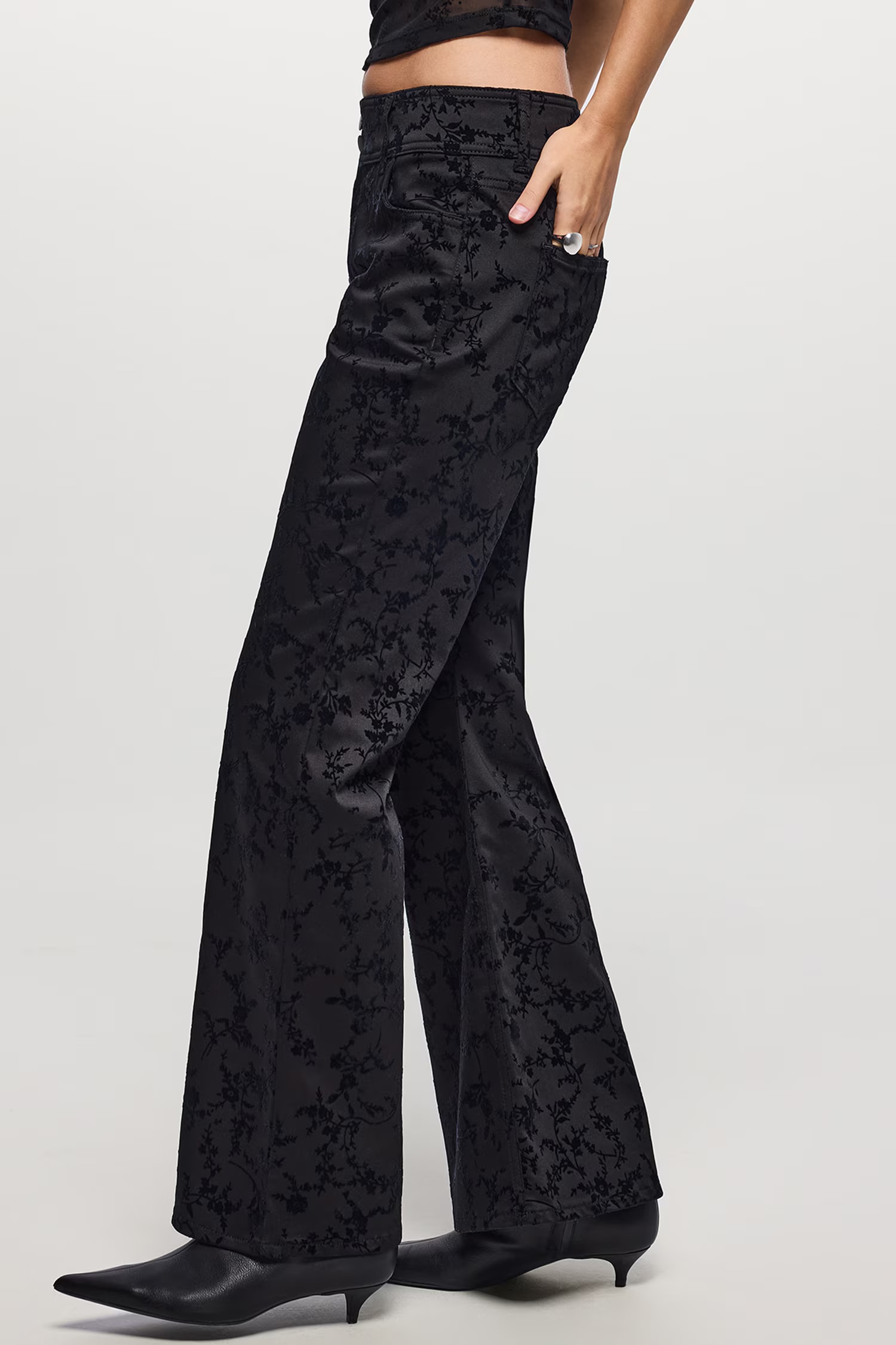Regular Waist Flare Fit Trousers