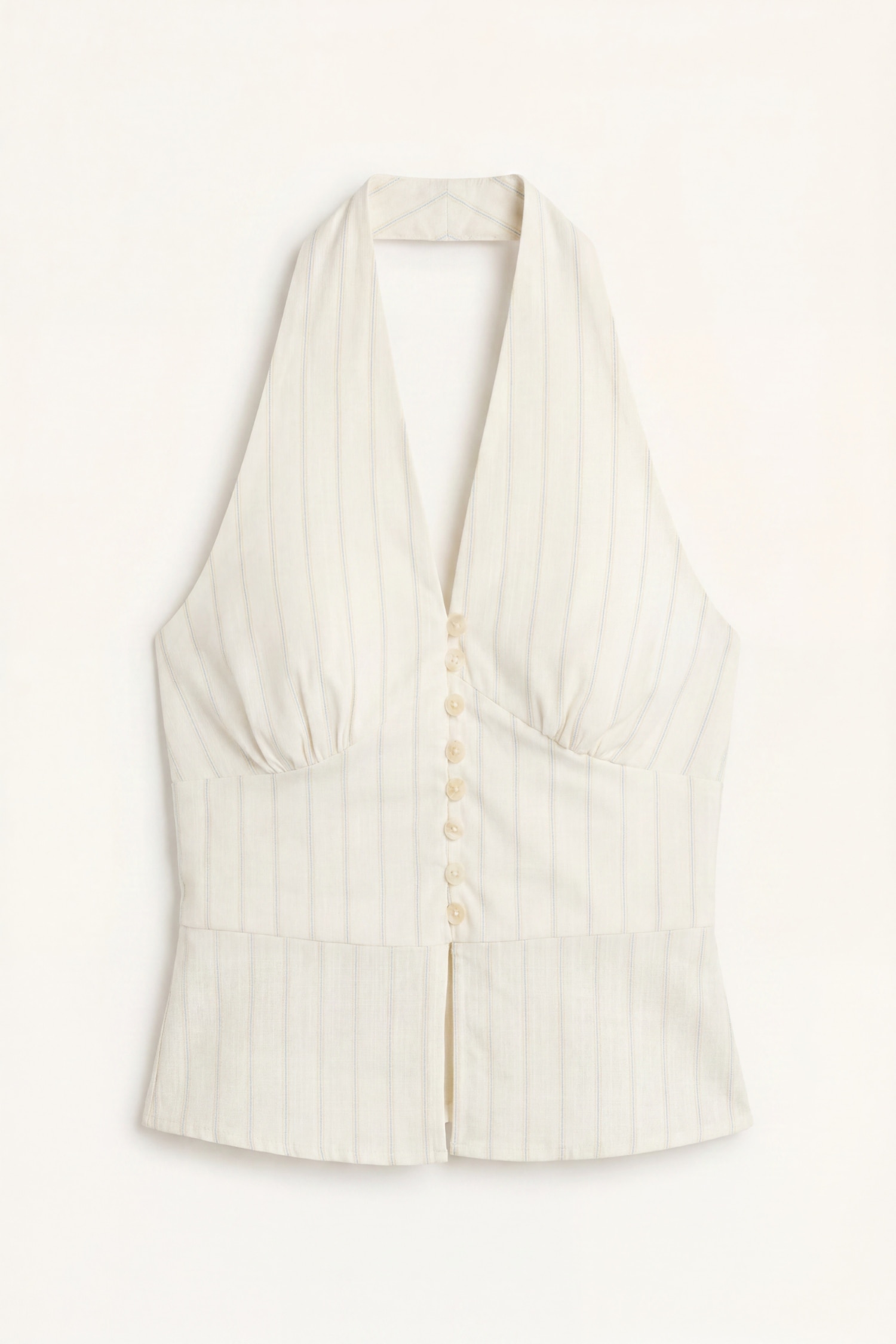 HALTER YAKA ÇİZGİLİ BLUZ